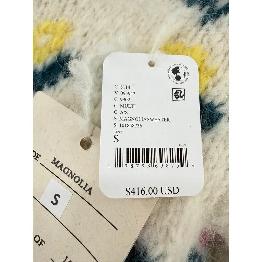 Frantic Magnolia Floral Sweater Handknit Alpaca Size Small NWT Free People